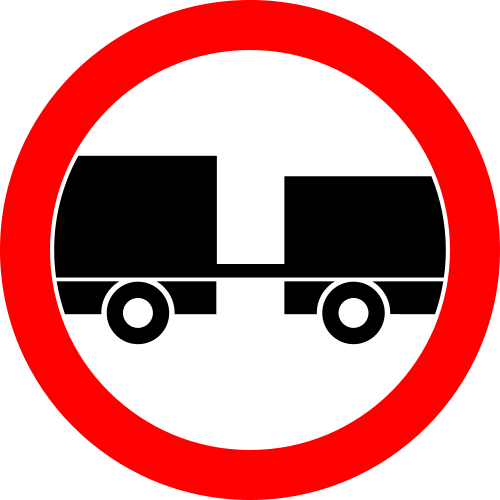 Circulație interzisă pentru vehicule cu remorcă