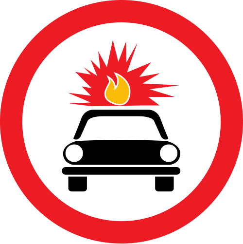 Circulație interzisă vehiculelor cu material exploziv/inflamabil