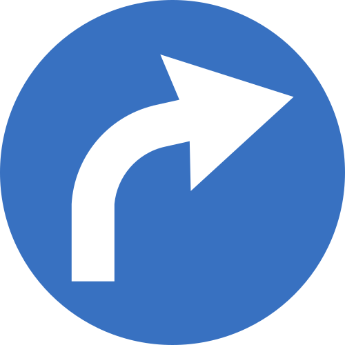 Avertizare pentru direcția obligatorie (dreapta/stânga)